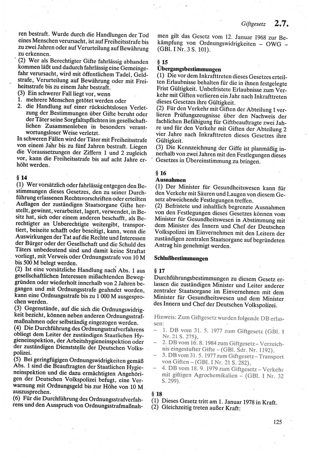 Strafgesetzbuch (StGB) der Deutschen Demokratischen Republik (DDR) sowie angrenzende Gesetze und Bestimmungen 1979, Seite 125 (StGB DDR Ges. Best. 1979, S. 125)