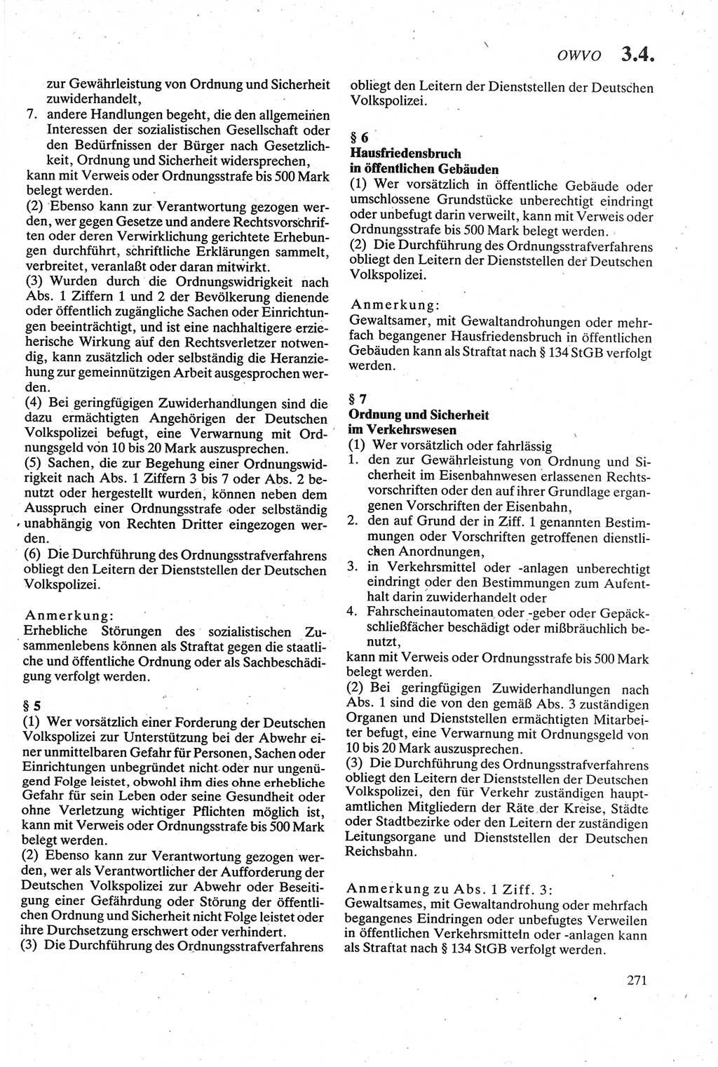 Strafgesetzbuch (StGB) der Deutschen Demokratischen Republik (DDR) sowie angrenzende Gesetze und Bestimmungen 1979, Seite 271 (StGB DDR Ges. Best. 1979, S. 271)