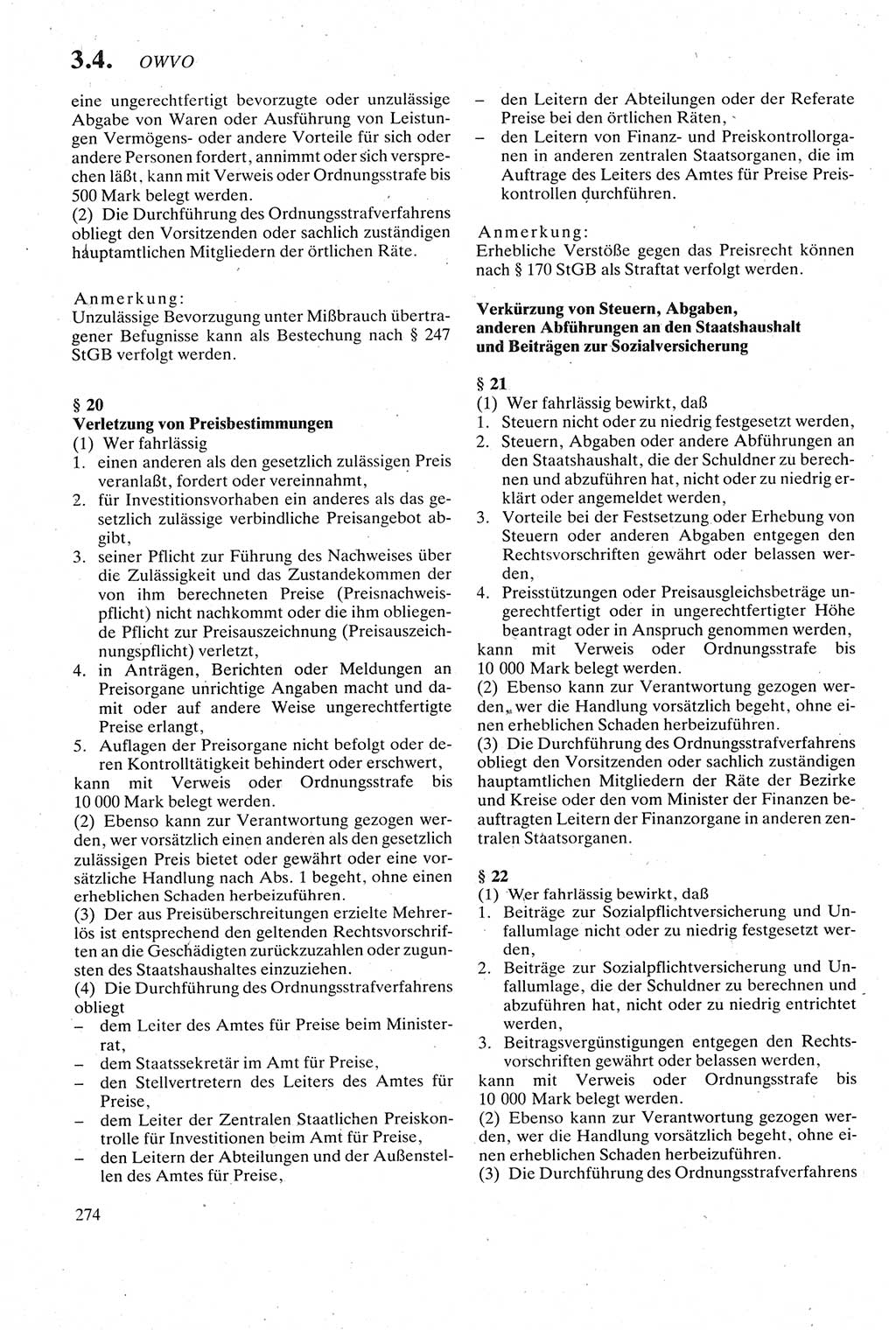 Strafgesetzbuch (StGB) der Deutschen Demokratischen Republik (DDR) sowie angrenzende Gesetze und Bestimmungen 1979, Seite 274 (StGB DDR Ges. Best. 1979, S. 274)