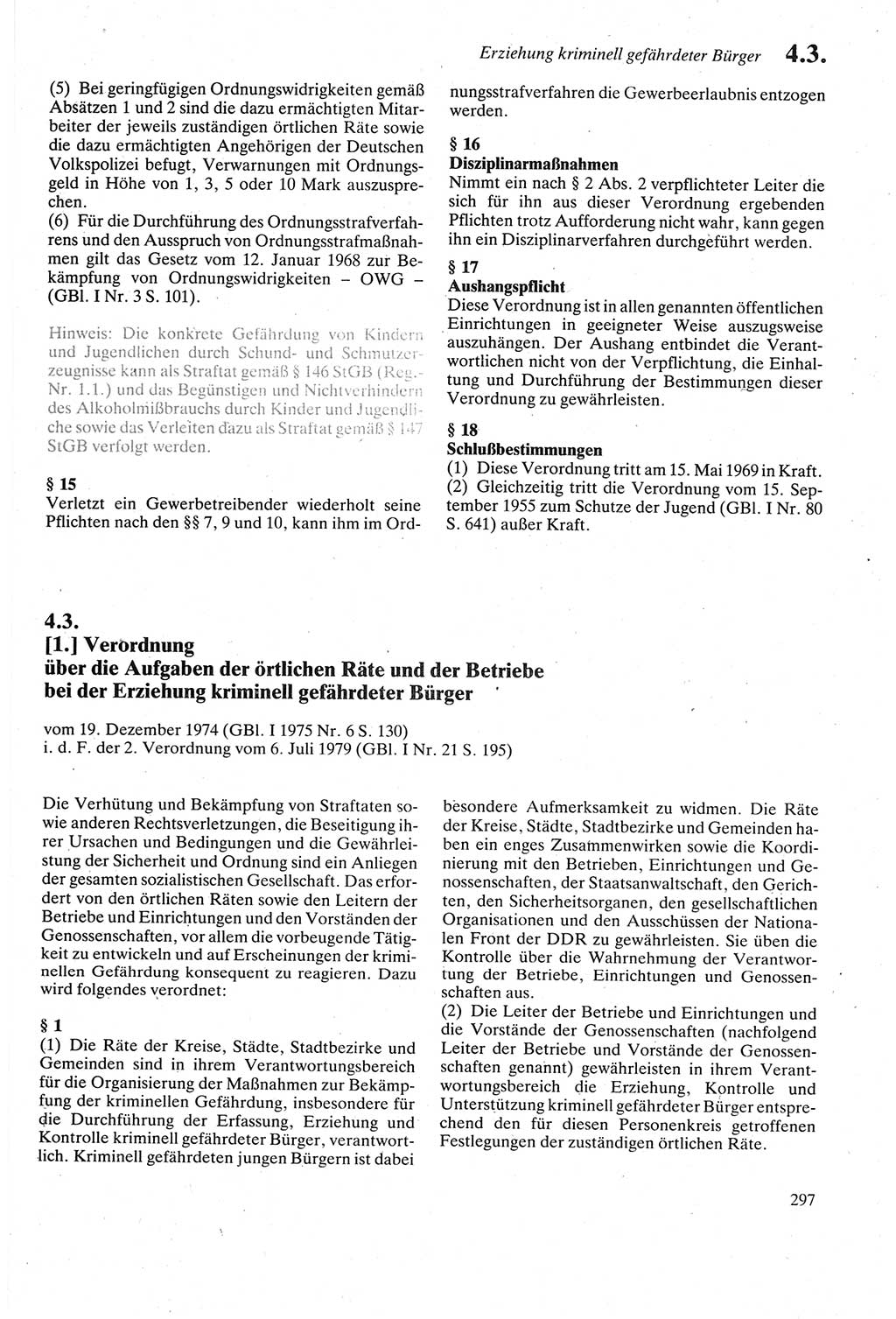 Strafgesetzbuch (StGB) der Deutschen Demokratischen Republik (DDR) sowie angrenzende Gesetze und Bestimmungen 1979, Seite 297 (StGB DDR Ges. Best. 1979, S. 297)
