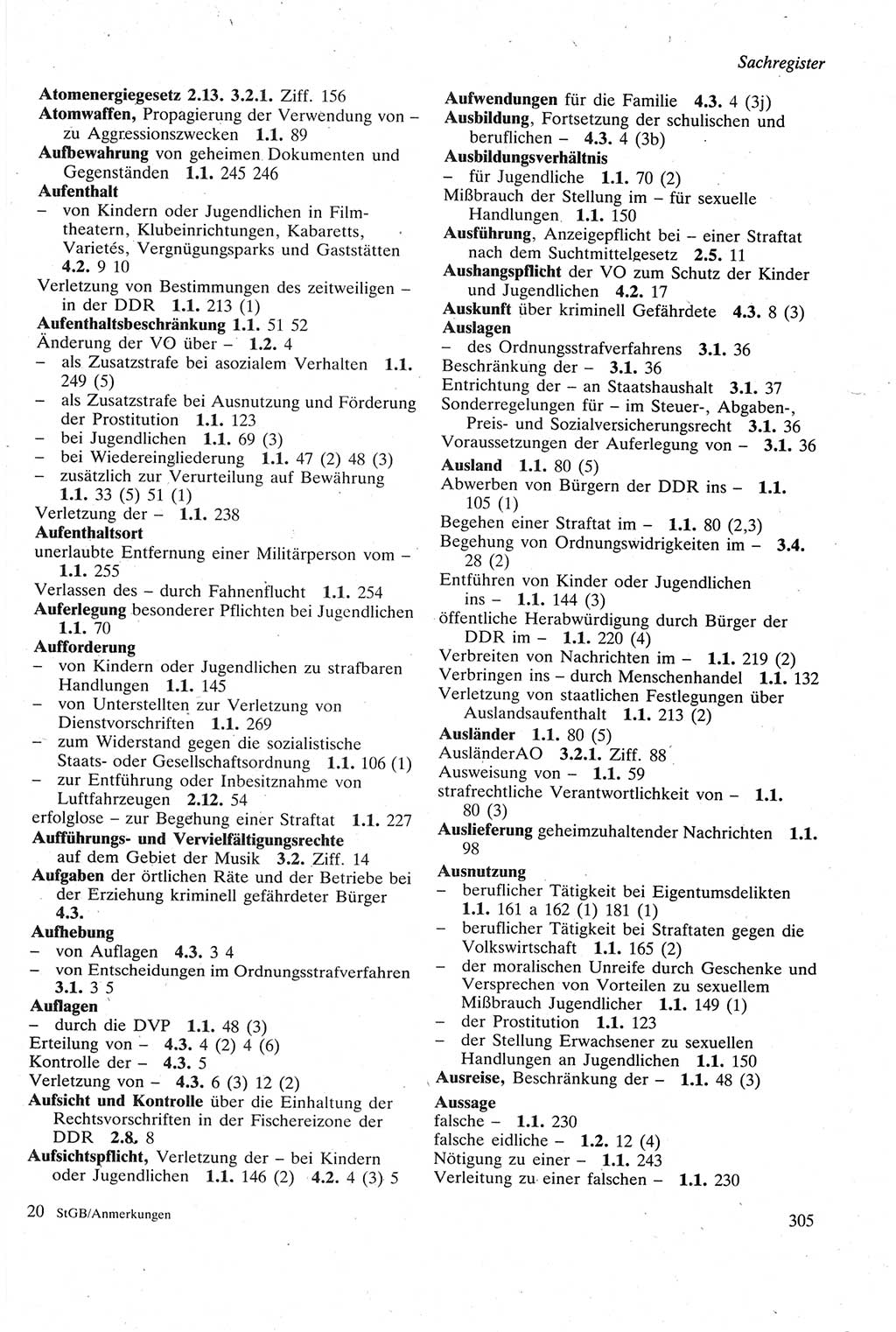 Strafgesetzbuch (StGB) der Deutschen Demokratischen Republik (DDR) sowie angrenzende Gesetze und Bestimmungen 1979, Seite 305 (StGB DDR Ges. Best. 1979, S. 305)