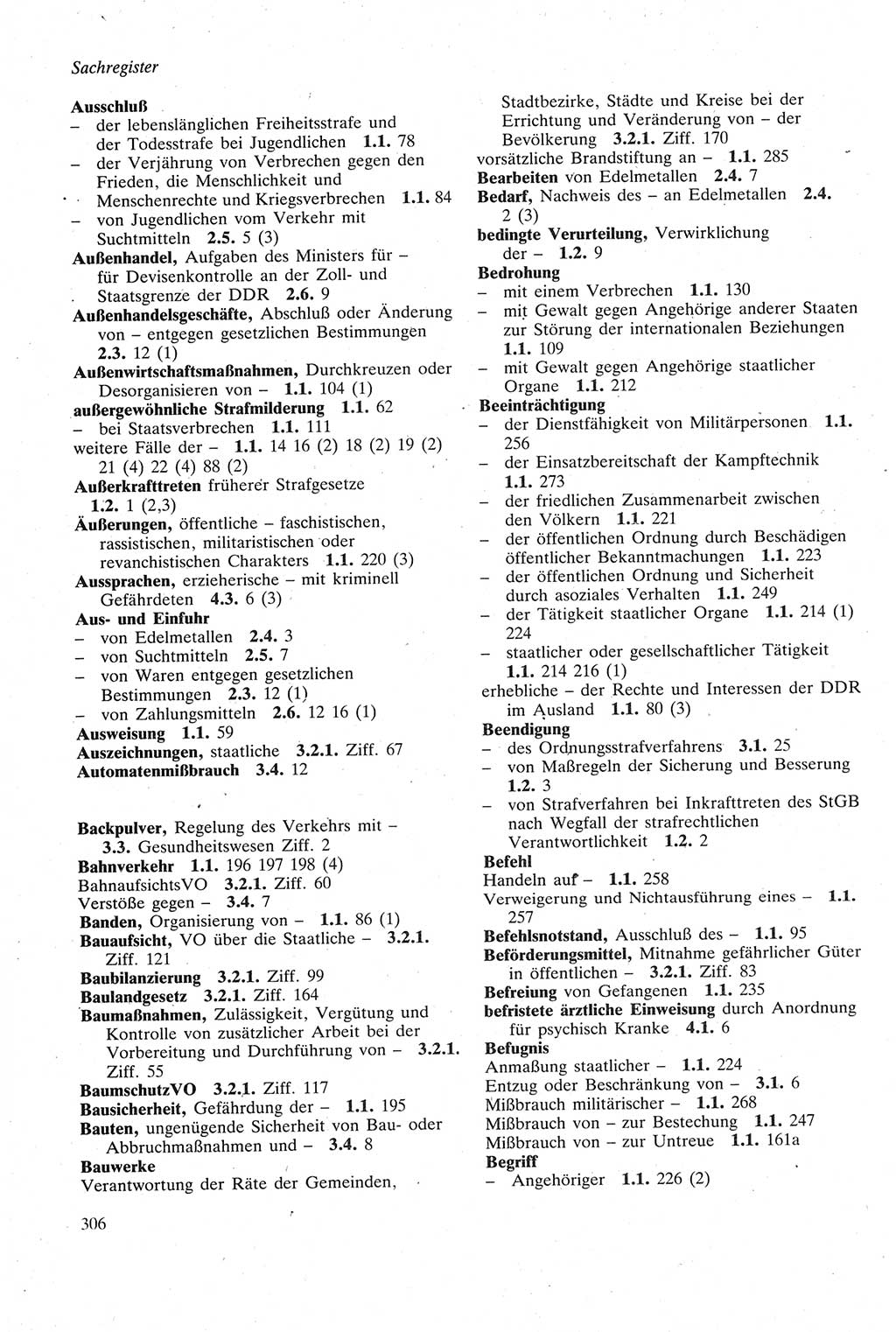 Strafgesetzbuch (StGB) der Deutschen Demokratischen Republik (DDR) sowie angrenzende Gesetze und Bestimmungen 1979, Seite 306 (StGB DDR Ges. Best. 1979, S. 306)