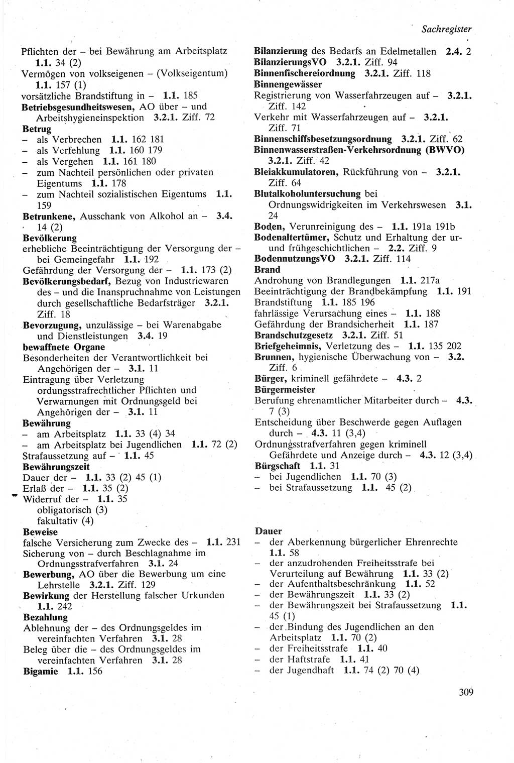 Strafgesetzbuch (StGB) der Deutschen Demokratischen Republik (DDR) sowie angrenzende Gesetze und Bestimmungen 1979, Seite 309 (StGB DDR Ges. Best. 1979, S. 309)