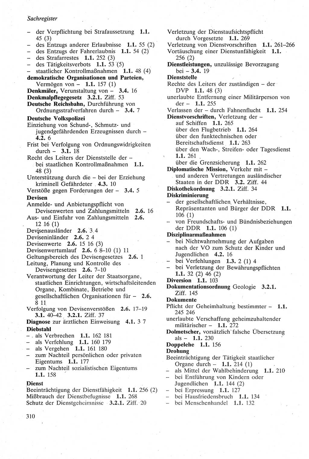 Strafgesetzbuch (StGB) der Deutschen Demokratischen Republik (DDR) sowie angrenzende Gesetze und Bestimmungen 1979, Seite 310 (StGB DDR Ges. Best. 1979, S. 310)