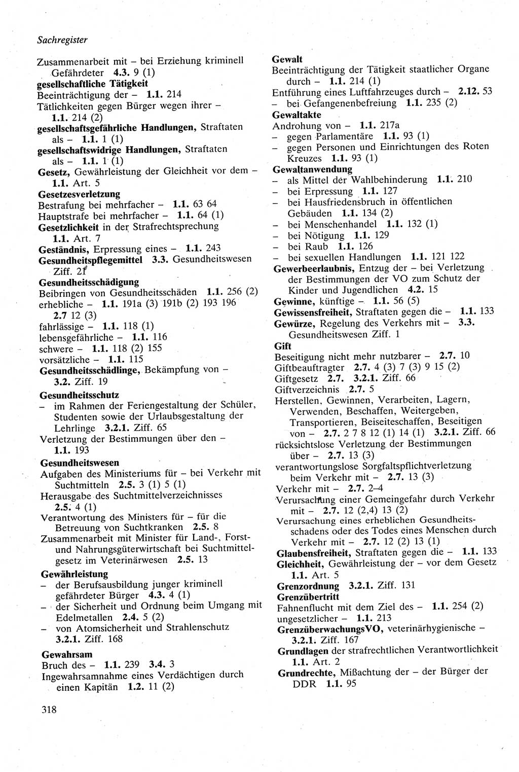 Strafgesetzbuch (StGB) der Deutschen Demokratischen Republik (DDR) sowie angrenzende Gesetze und Bestimmungen 1979, Seite 318 (StGB DDR Ges. Best. 1979, S. 318)