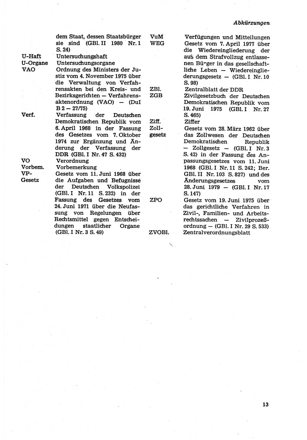 Strafprozeßordnung (StPO) der Deutschen Demokratischen Republik (DDR) sowie angrenzende Gesetze und Bestimmungen 1979, Seite 13 (StPO DDR Ges. Best. 1979, S. 13)