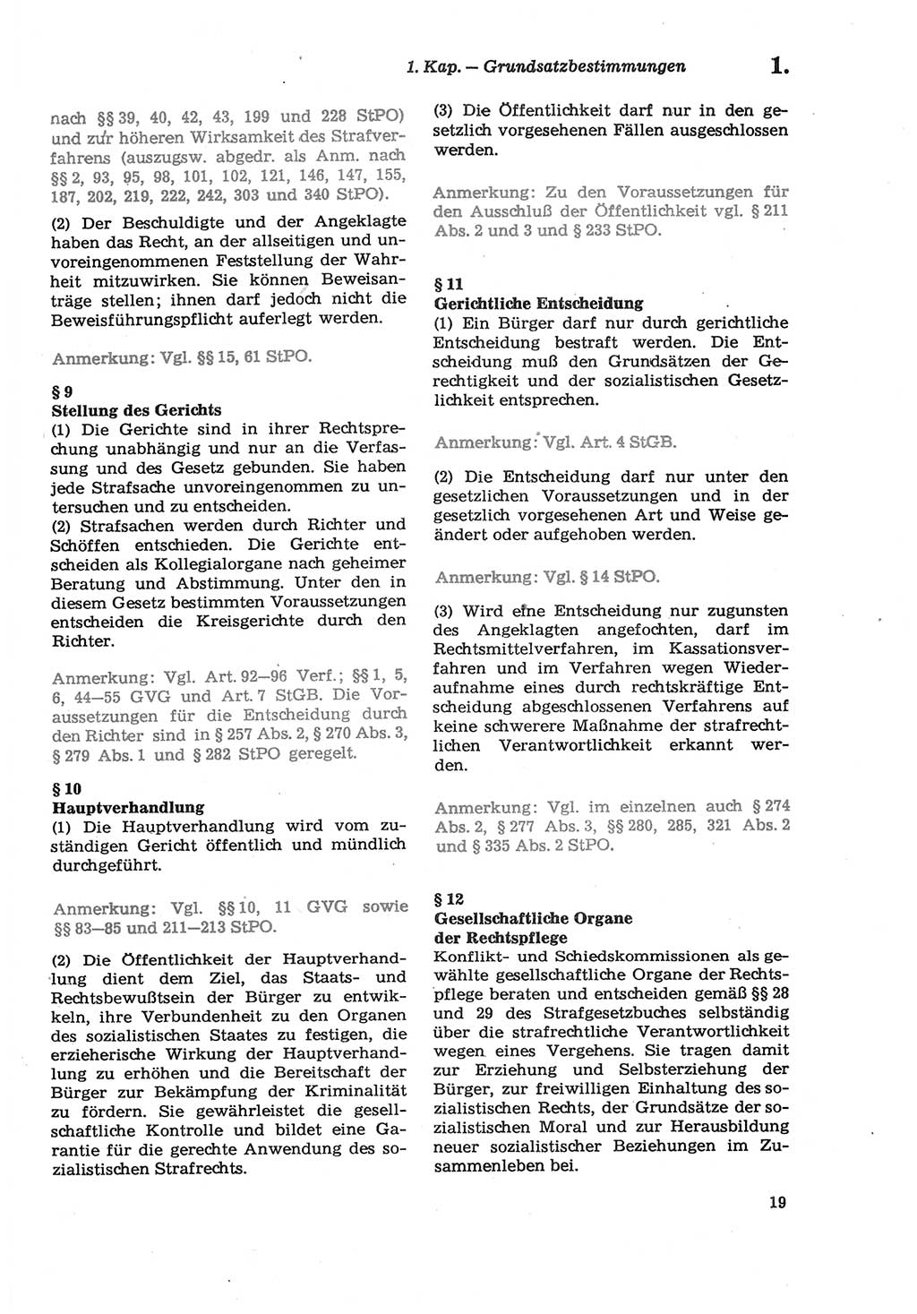 Strafprozeßordnung (StPO) der Deutschen Demokratischen Republik (DDR) sowie angrenzende Gesetze und Bestimmungen 1979, Seite 19 (StPO DDR Ges. Best. 1979, S. 19)