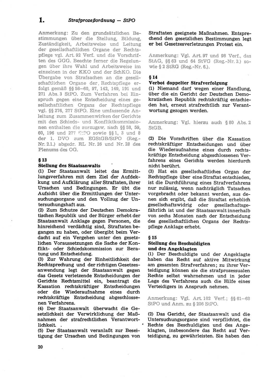 Strafprozeßordnung (StPO) der Deutschen Demokratischen Republik (DDR) sowie angrenzende Gesetze und Bestimmungen 1979, Seite 20 (StPO DDR Ges. Best. 1979, S. 20)