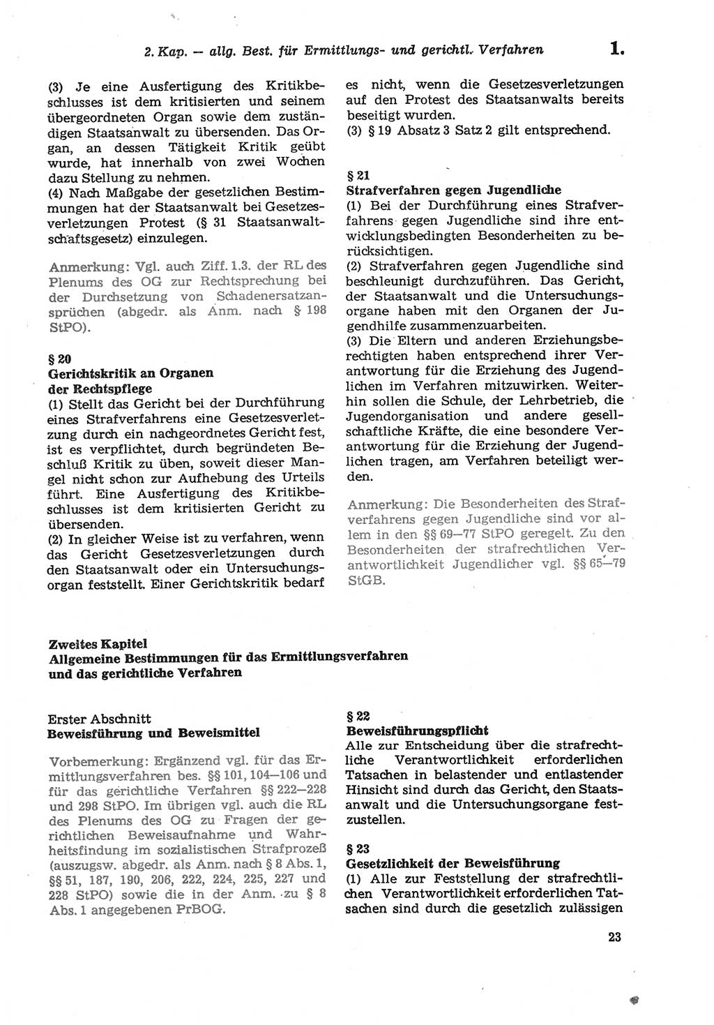 Strafprozeßordnung (StPO) der Deutschen Demokratischen Republik (DDR) sowie angrenzende Gesetze und Bestimmungen 1979, Seite 23 (StPO DDR Ges. Best. 1979, S. 23)
