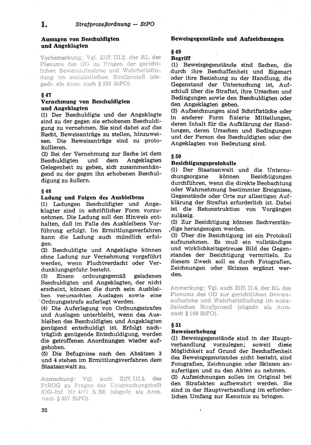 Strafprozeßordnung (StPO) der Deutschen Demokratischen Republik (DDR) sowie angrenzende Gesetze und Bestimmungen 1979, Seite 32 (StPO DDR Ges. Best. 1979, S. 32)