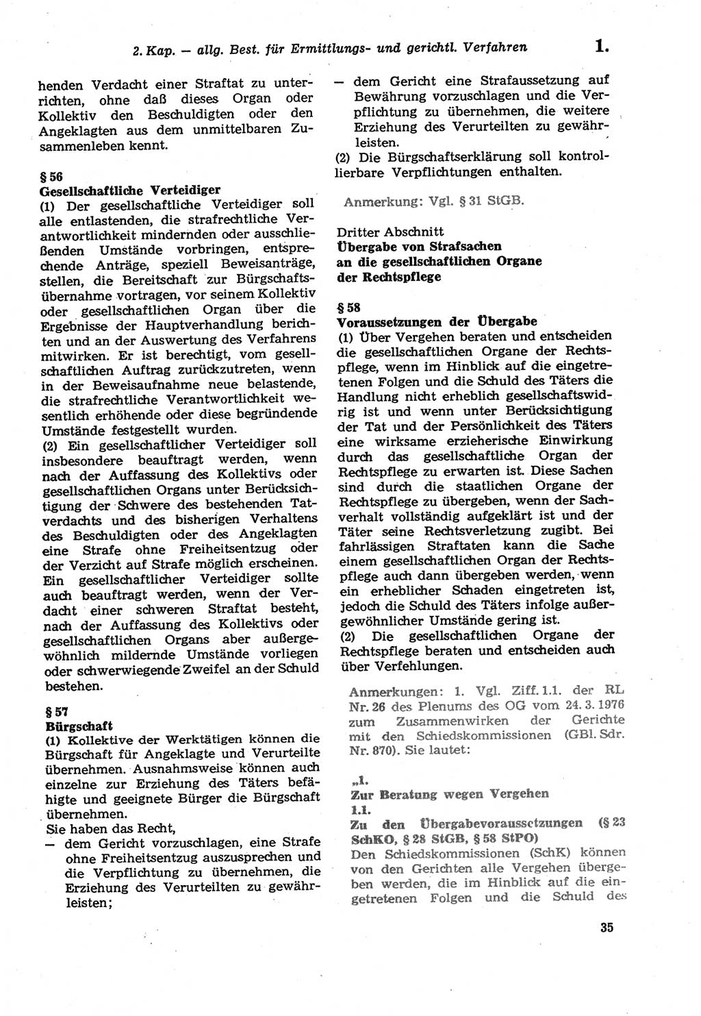 Strafprozeßordnung (StPO) der Deutschen Demokratischen Republik (DDR) sowie angrenzende Gesetze und Bestimmungen 1979, Seite 35 (StPO DDR Ges. Best. 1979, S. 35)