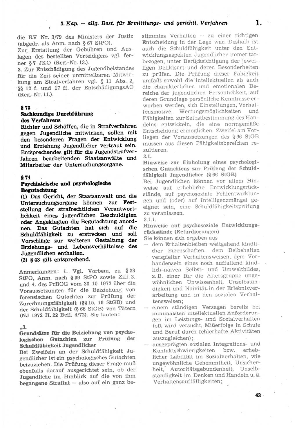 Strafprozeßordnung (StPO) der Deutschen Demokratischen Republik (DDR) sowie angrenzende Gesetze und Bestimmungen 1979, Seite 43 (StPO DDR Ges. Best. 1979, S. 43)