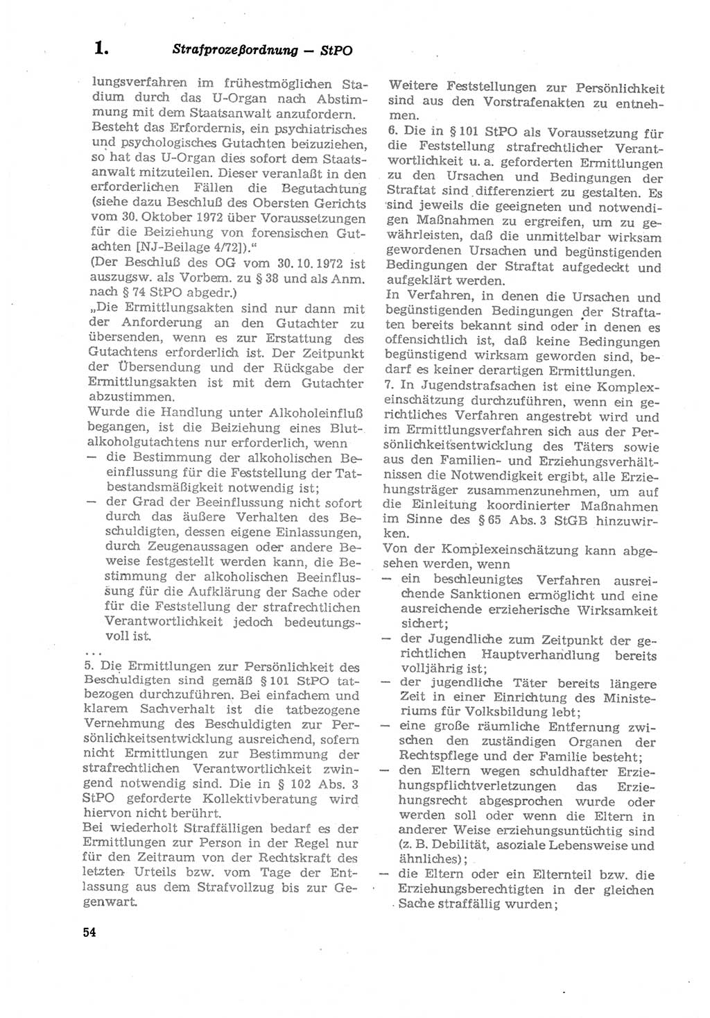 Strafprozeßordnung (StPO) der Deutschen Demokratischen Republik (DDR) sowie angrenzende Gesetze und Bestimmungen 1979, Seite 54 (StPO DDR Ges. Best. 1979, S. 54)