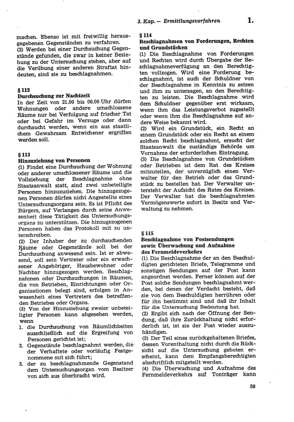 Strafprozeßordnung (StPO) der Deutschen Demokratischen Republik (DDR) sowie angrenzende Gesetze und Bestimmungen 1979, Seite 59 (StPO DDR Ges. Best. 1979, S. 59)