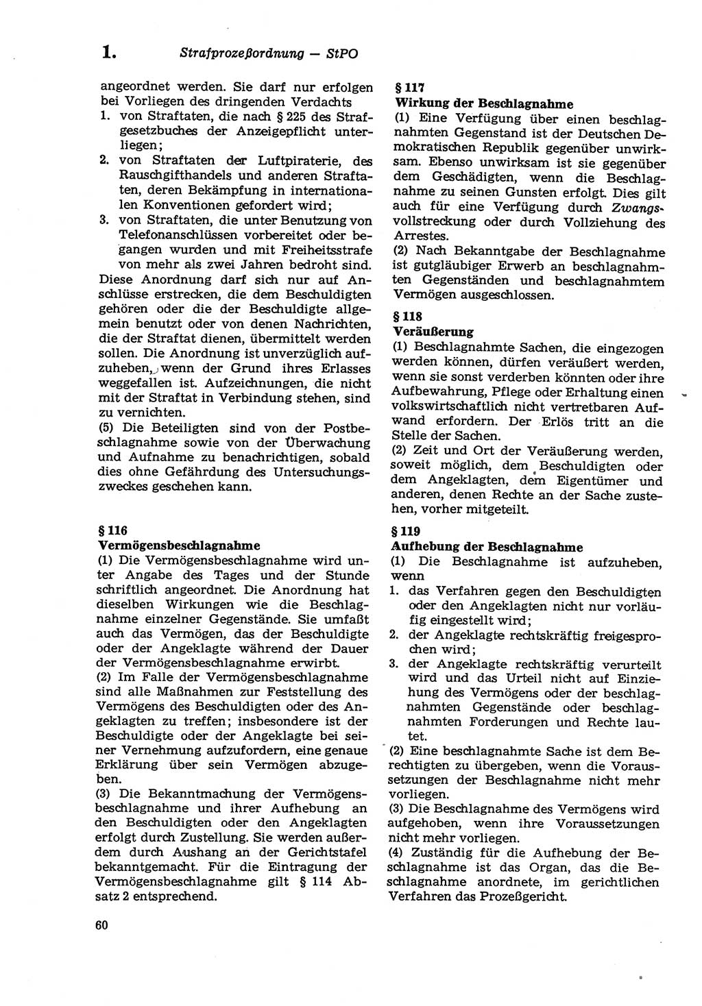 Strafprozeßordnung (StPO) der Deutschen Demokratischen Republik (DDR) sowie angrenzende Gesetze und Bestimmungen 1979, Seite 60 (StPO DDR Ges. Best. 1979, S. 60)