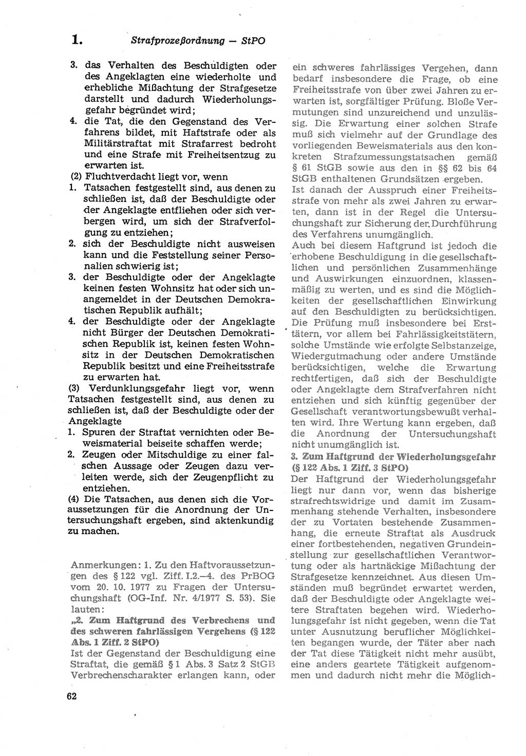 Strafprozeßordnung (StPO) der Deutschen Demokratischen Republik (DDR) sowie angrenzende Gesetze und Bestimmungen 1979, Seite 62 (StPO DDR Ges. Best. 1979, S. 62)