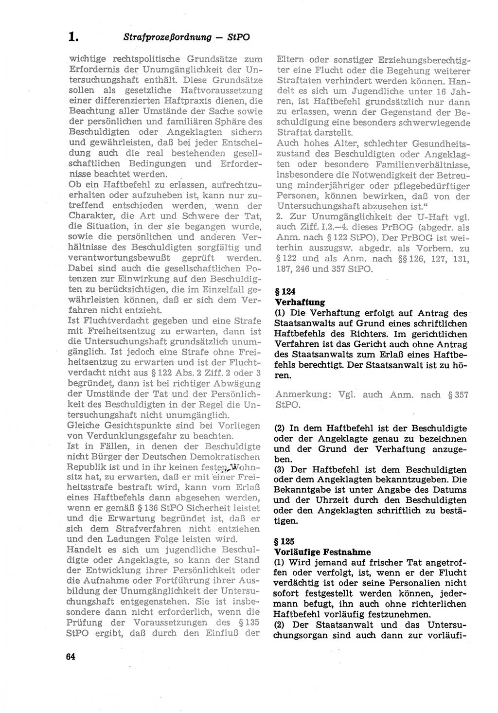 Strafprozeßordnung (StPO) der Deutschen Demokratischen Republik (DDR) sowie angrenzende Gesetze und Bestimmungen 1979, Seite 64 (StPO DDR Ges. Best. 1979, S. 64)