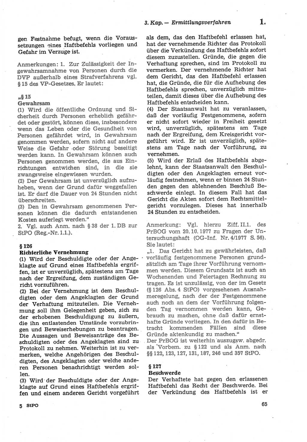 Strafprozeßordnung (StPO) der Deutschen Demokratischen Republik (DDR) sowie angrenzende Gesetze und Bestimmungen 1979, Seite 65 (StPO DDR Ges. Best. 1979, S. 65)