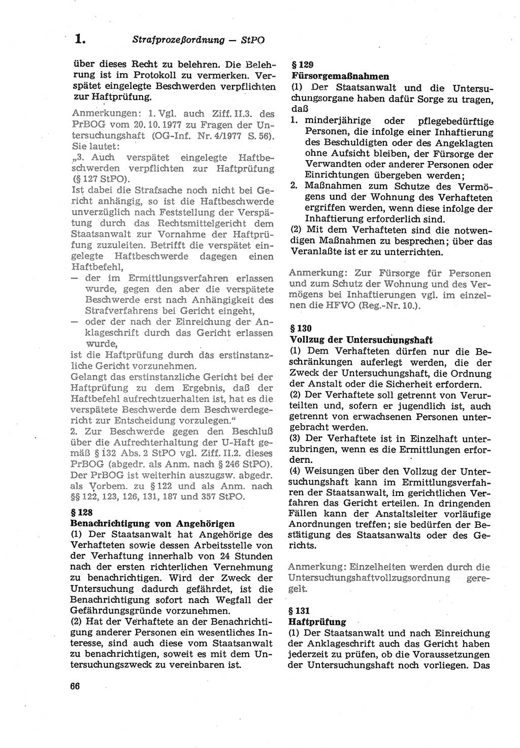 Strafprozeßordnung (StPO) der Deutschen Demokratischen Republik (DDR) sowie angrenzende Gesetze und Bestimmungen 1979, Seite 66 (StPO DDR Ges. Best. 1979, S. 66)