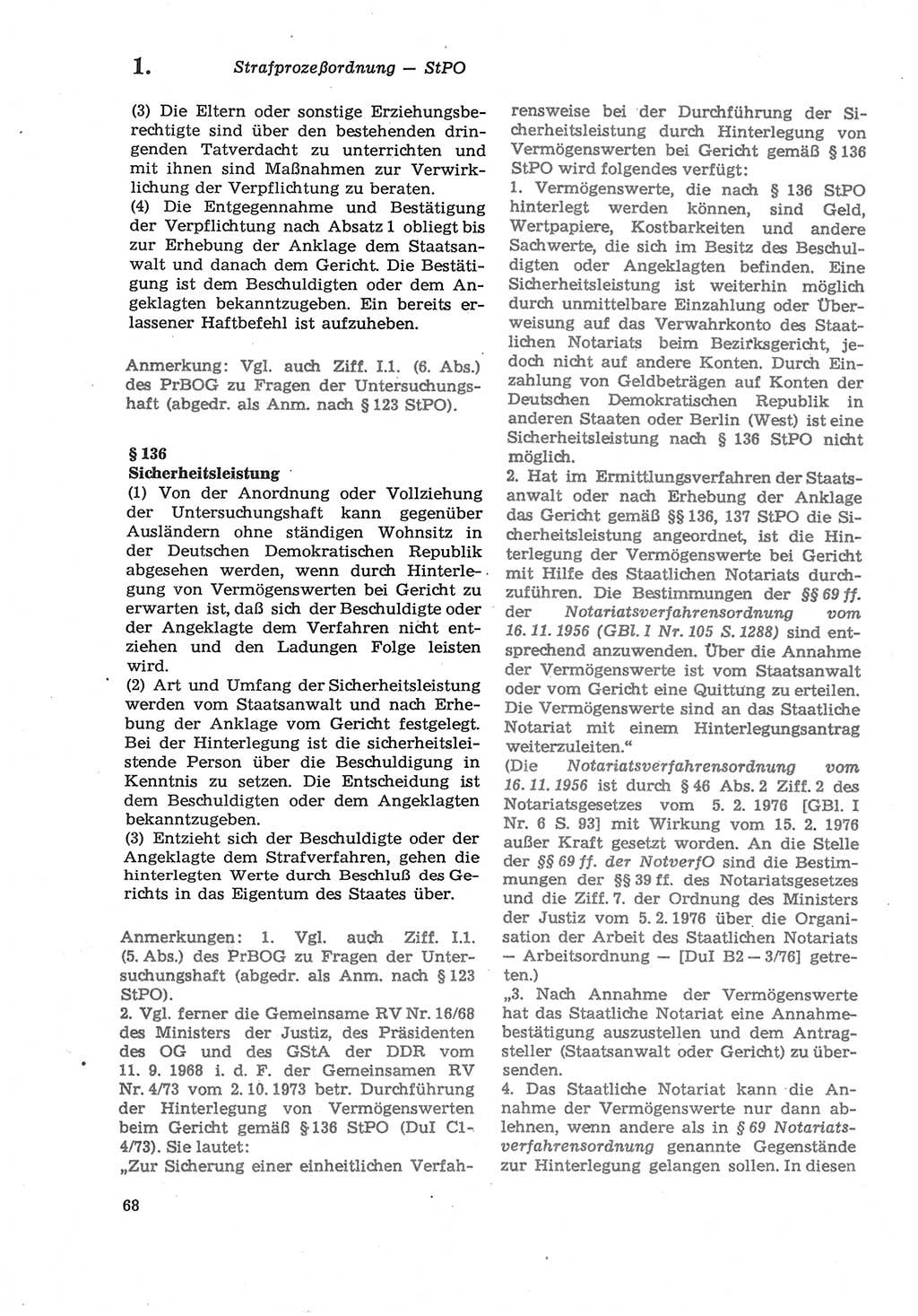 Strafprozeßordnung (StPO) der Deutschen Demokratischen Republik (DDR) sowie angrenzende Gesetze und Bestimmungen 1979, Seite 68 (StPO DDR Ges. Best. 1979, S. 68)