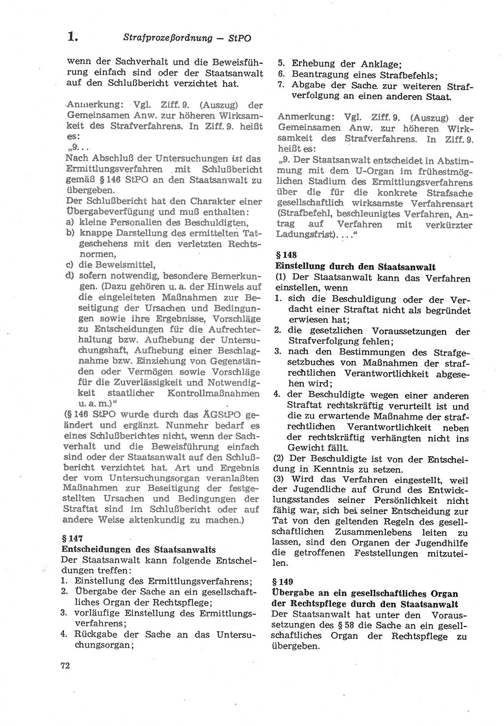 Strafprozeßordnung (StPO) der Deutschen Demokratischen Republik (DDR) sowie angrenzende Gesetze und Bestimmungen 1979, Seite 72 (StPO DDR Ges. Best. 1979, S. 72)