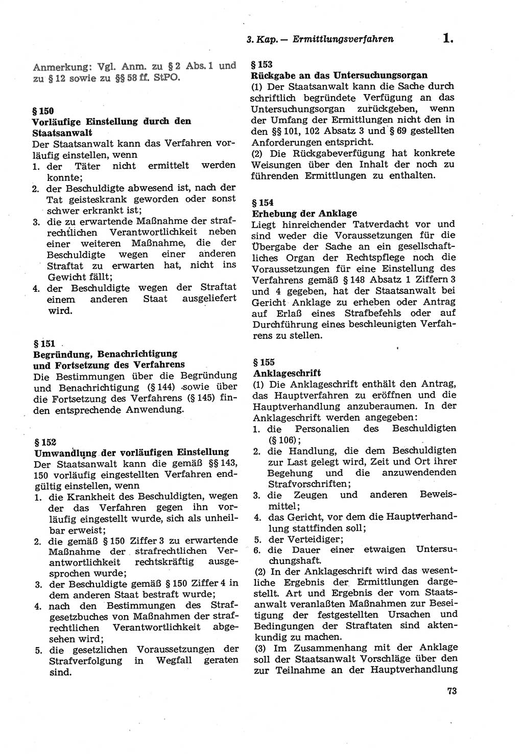 Strafprozeßordnung (StPO) der Deutschen Demokratischen Republik (DDR) sowie angrenzende Gesetze und Bestimmungen 1979, Seite 73 (StPO DDR Ges. Best. 1979, S. 73)