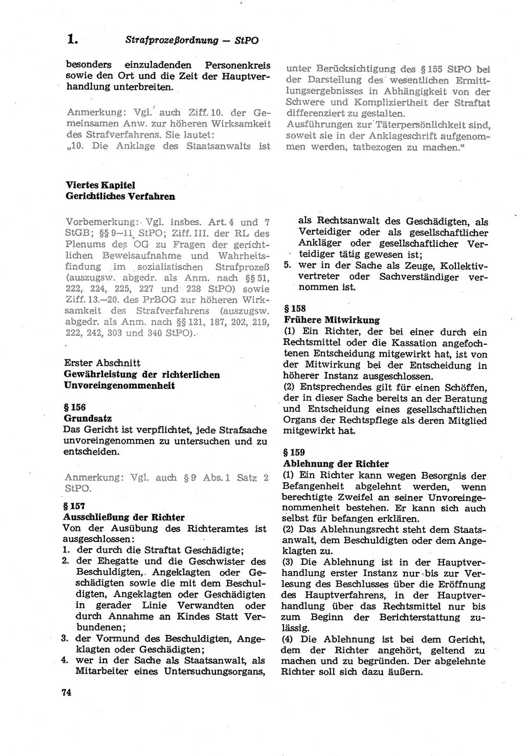 Strafprozeßordnung (StPO) der Deutschen Demokratischen Republik (DDR) sowie angrenzende Gesetze und Bestimmungen 1979, Seite 74 (StPO DDR Ges. Best. 1979, S. 74)