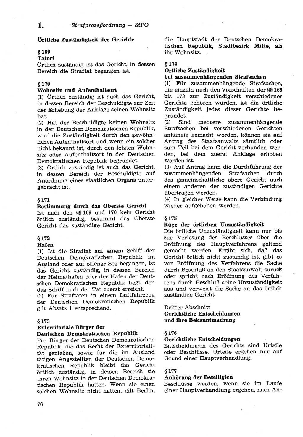 Strafprozeßordnung (StPO) der Deutschen Demokratischen Republik (DDR) sowie angrenzende Gesetze und Bestimmungen 1979, Seite 76 (StPO DDR Ges. Best. 1979, S. 76)