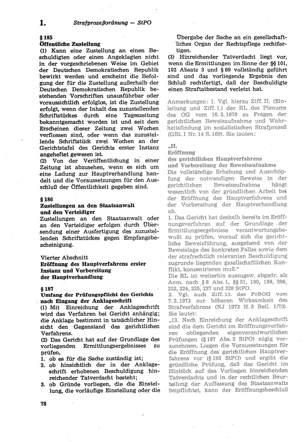 Strafprozeßordnung (StPO) der Deutschen Demokratischen Republik (DDR) sowie angrenzende Gesetze und Bestimmungen 1979, Seite 78 (StPO DDR Ges. Best. 1979, S. 78)