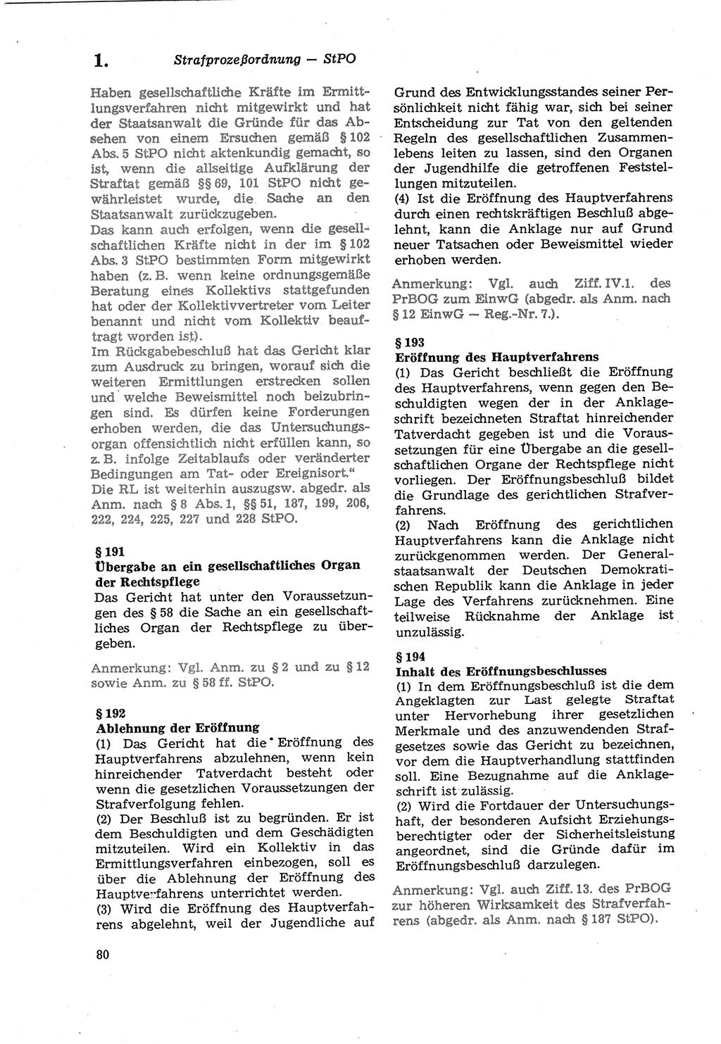 Strafprozeßordnung (StPO) der Deutschen Demokratischen Republik (DDR) sowie angrenzende Gesetze und Bestimmungen 1979, Seite 80 (StPO DDR Ges. Best. 1979, S. 80)