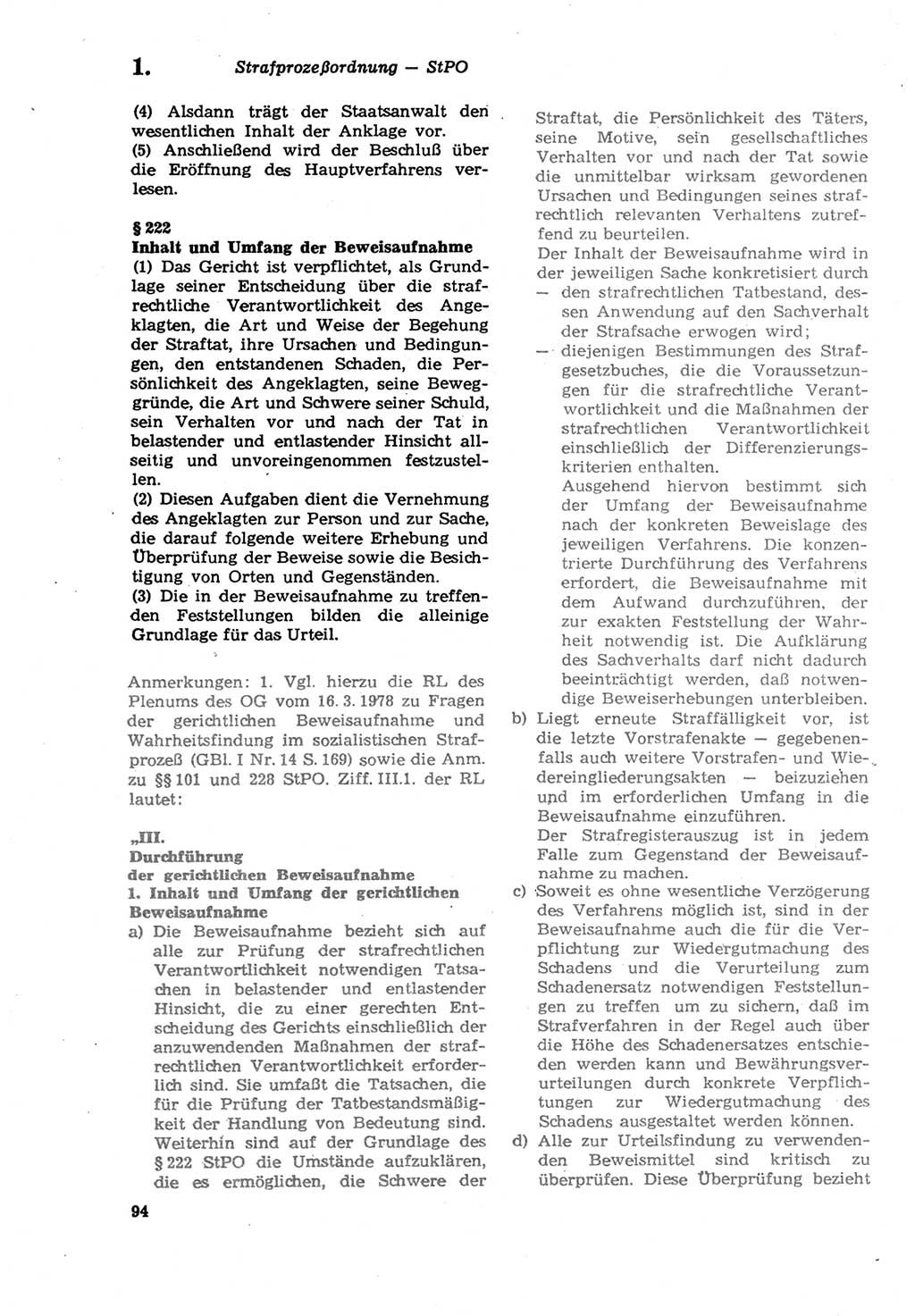 Strafprozeßordnung (StPO) der Deutschen Demokratischen Republik (DDR) sowie angrenzende Gesetze und Bestimmungen 1979, Seite 94 (StPO DDR Ges. Best. 1979, S. 94)