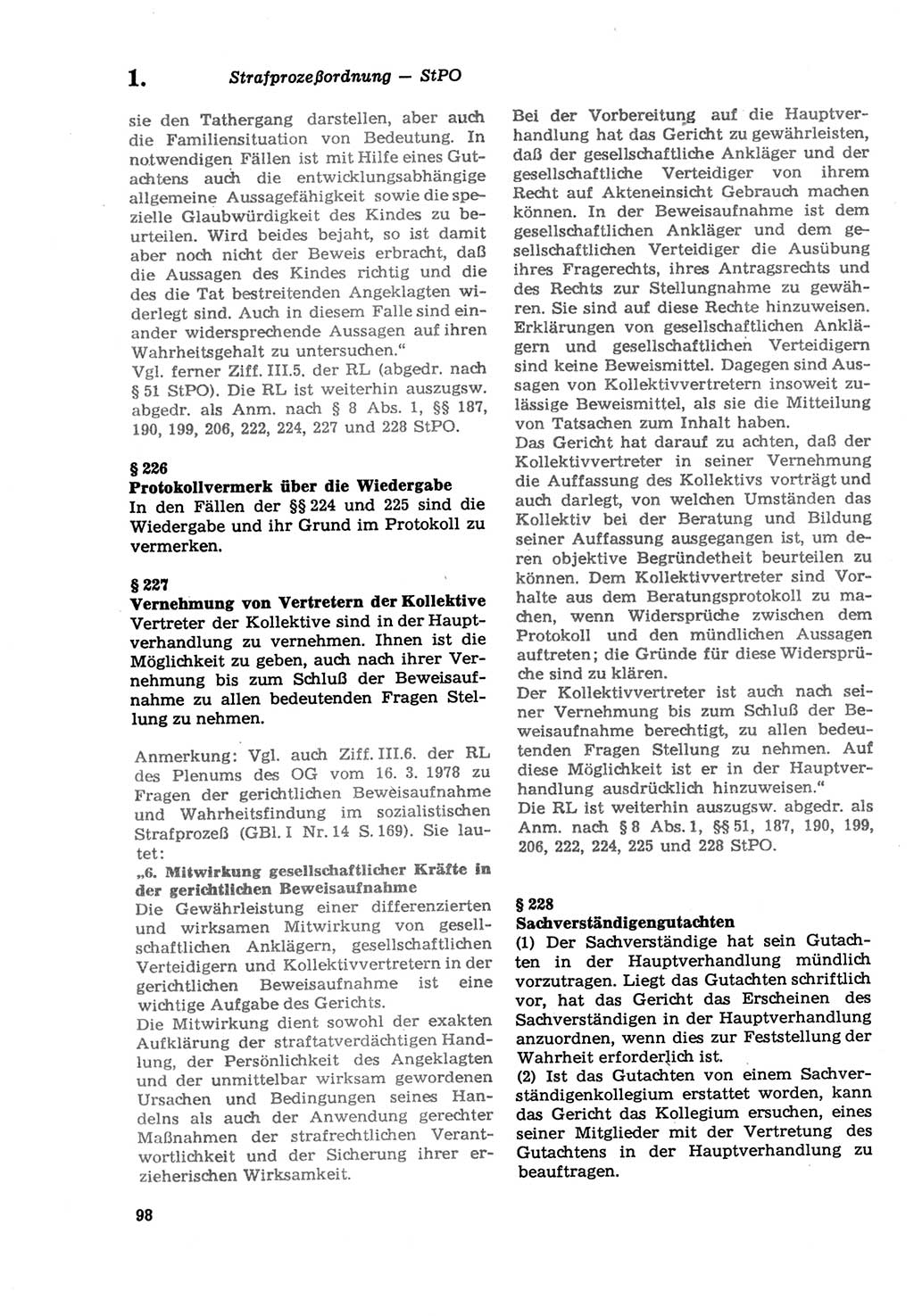 Strafprozeßordnung (StPO) der Deutschen Demokratischen Republik (DDR) sowie angrenzende Gesetze und Bestimmungen 1979, Seite 98 (StPO DDR Ges. Best. 1979, S. 98)