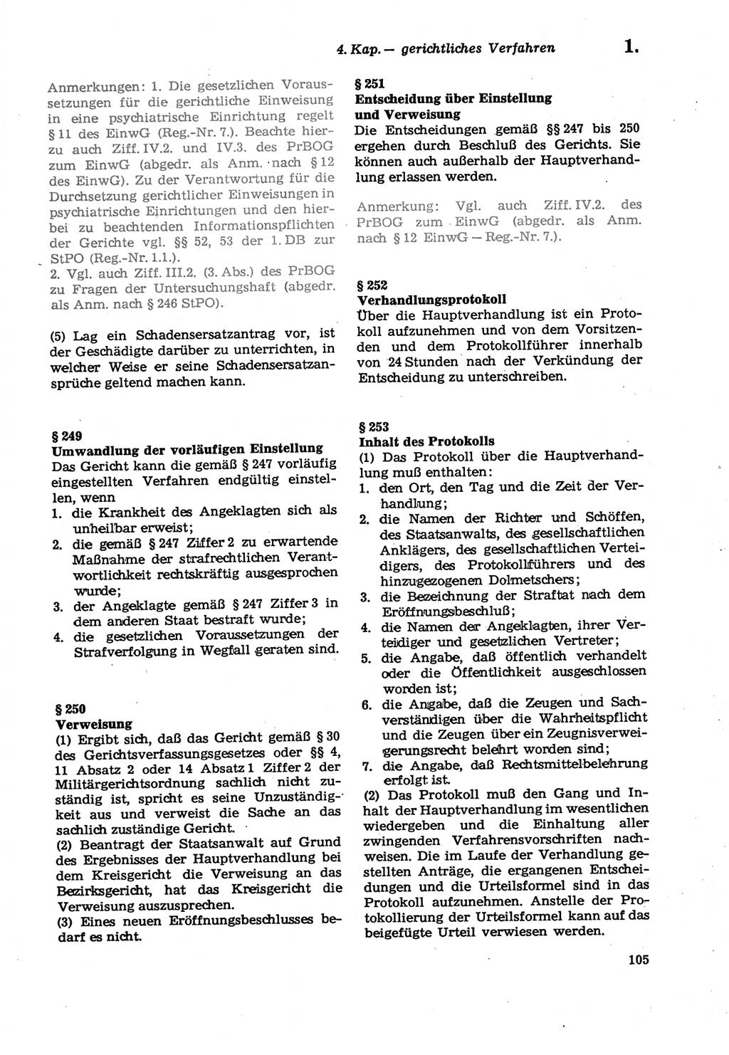 Strafprozeßordnung (StPO) der Deutschen Demokratischen Republik (DDR) sowie angrenzende Gesetze und Bestimmungen 1979, Seite 105 (StPO DDR Ges. Best. 1979, S. 105)