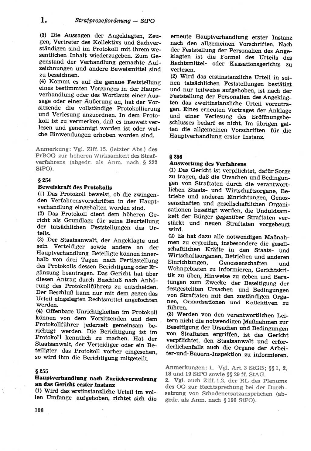Strafprozeßordnung (StPO) der Deutschen Demokratischen Republik (DDR) sowie angrenzende Gesetze und Bestimmungen 1979, Seite 106 (StPO DDR Ges. Best. 1979, S. 106)