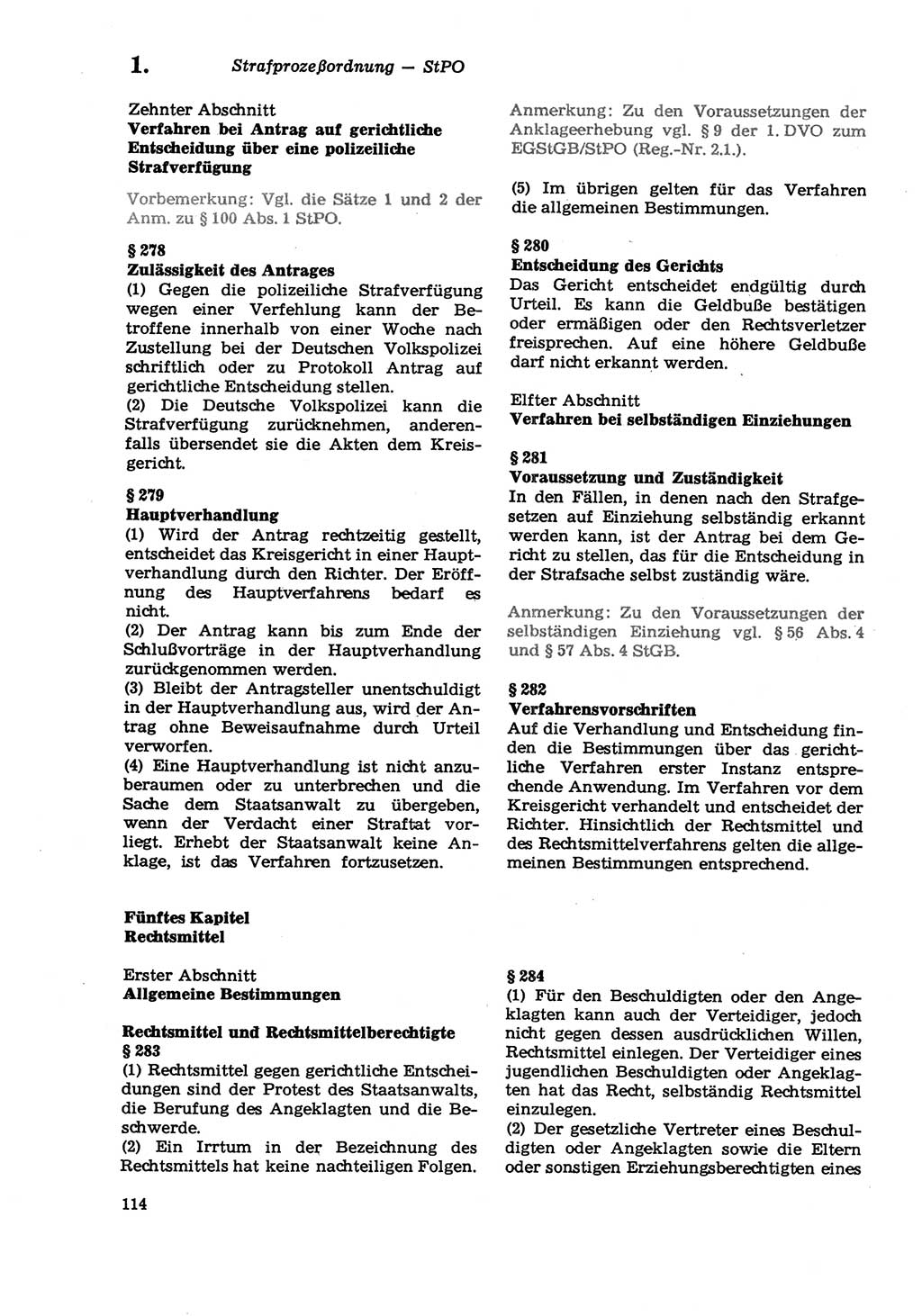 Strafprozeßordnung (StPO) der Deutschen Demokratischen Republik (DDR) sowie angrenzende Gesetze und Bestimmungen 1979, Seite 114 (StPO DDR Ges. Best. 1979, S. 114)