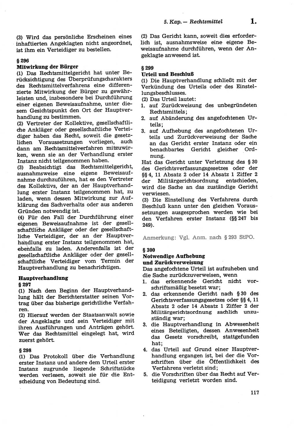 Strafprozeßordnung (StPO) der Deutschen Demokratischen Republik (DDR) sowie angrenzende Gesetze und Bestimmungen 1979, Seite 117 (StPO DDR Ges. Best. 1979, S. 117)