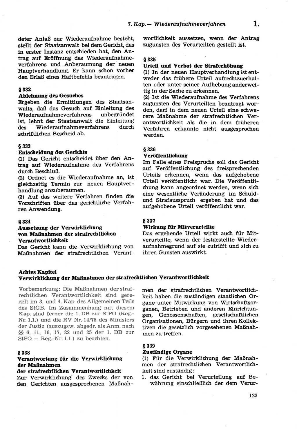 Strafprozeßordnung (StPO) der Deutschen Demokratischen Republik (DDR) sowie angrenzende Gesetze und Bestimmungen 1979, Seite 123 (StPO DDR Ges. Best. 1979, S. 123)