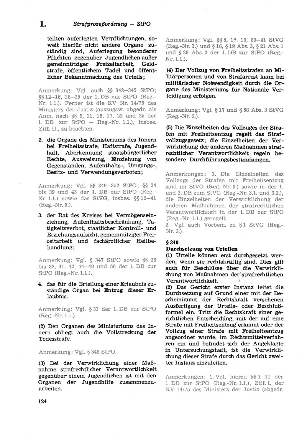 Strafprozeßordnung (StPO) der Deutschen Demokratischen Republik (DDR) sowie angrenzende Gesetze und Bestimmungen 1979, Seite 124 (StPO DDR Ges. Best. 1979, S. 124)