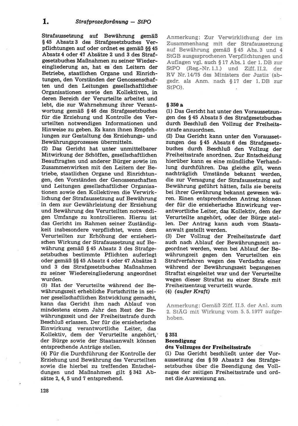 Strafprozeßordnung (StPO) der Deutschen Demokratischen Republik (DDR) sowie angrenzende Gesetze und Bestimmungen 1979, Seite 128 (StPO DDR Ges. Best. 1979, S. 128)