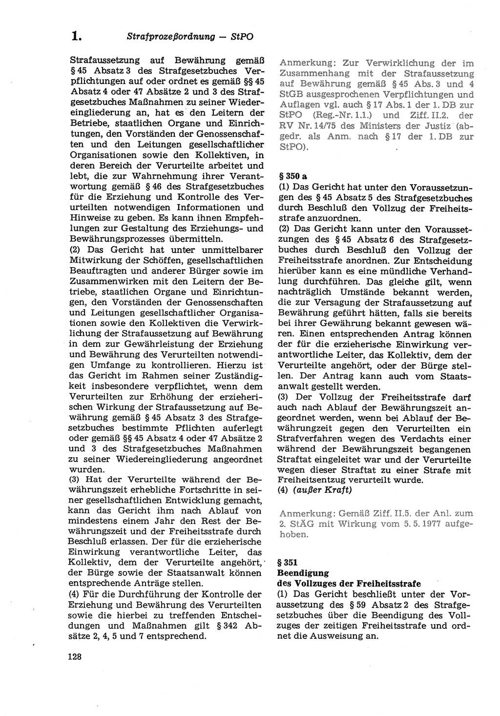 Strafprozeßordnung (StPO) der Deutschen Demokratischen Republik (DDR) sowie angrenzende Gesetze und Bestimmungen 1979, Seite 128 (StPO DDR Ges. Best. 1979, S. 128)