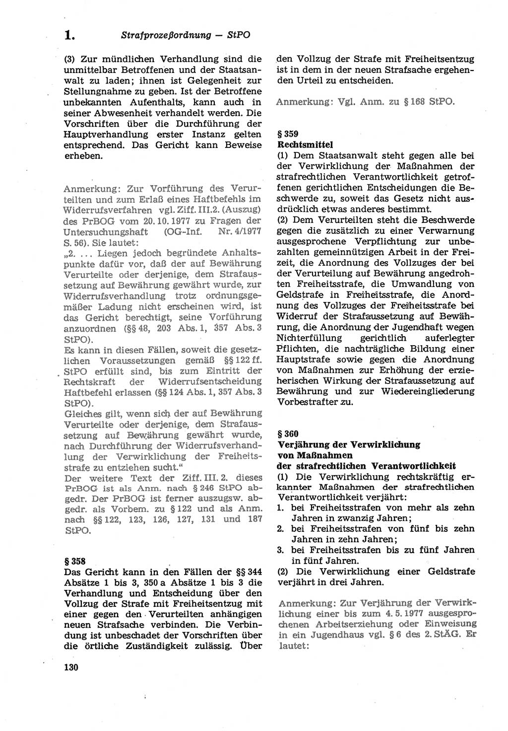 Strafprozeßordnung (StPO) der Deutschen Demokratischen Republik (DDR) sowie angrenzende Gesetze und Bestimmungen 1979, Seite 130 (StPO DDR Ges. Best. 1979, S. 130)