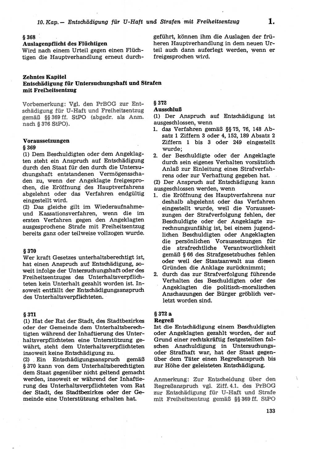 Strafprozeßordnung (StPO) der Deutschen Demokratischen Republik (DDR) sowie angrenzende Gesetze und Bestimmungen 1979, Seite 133 (StPO DDR Ges. Best. 1979, S. 133)