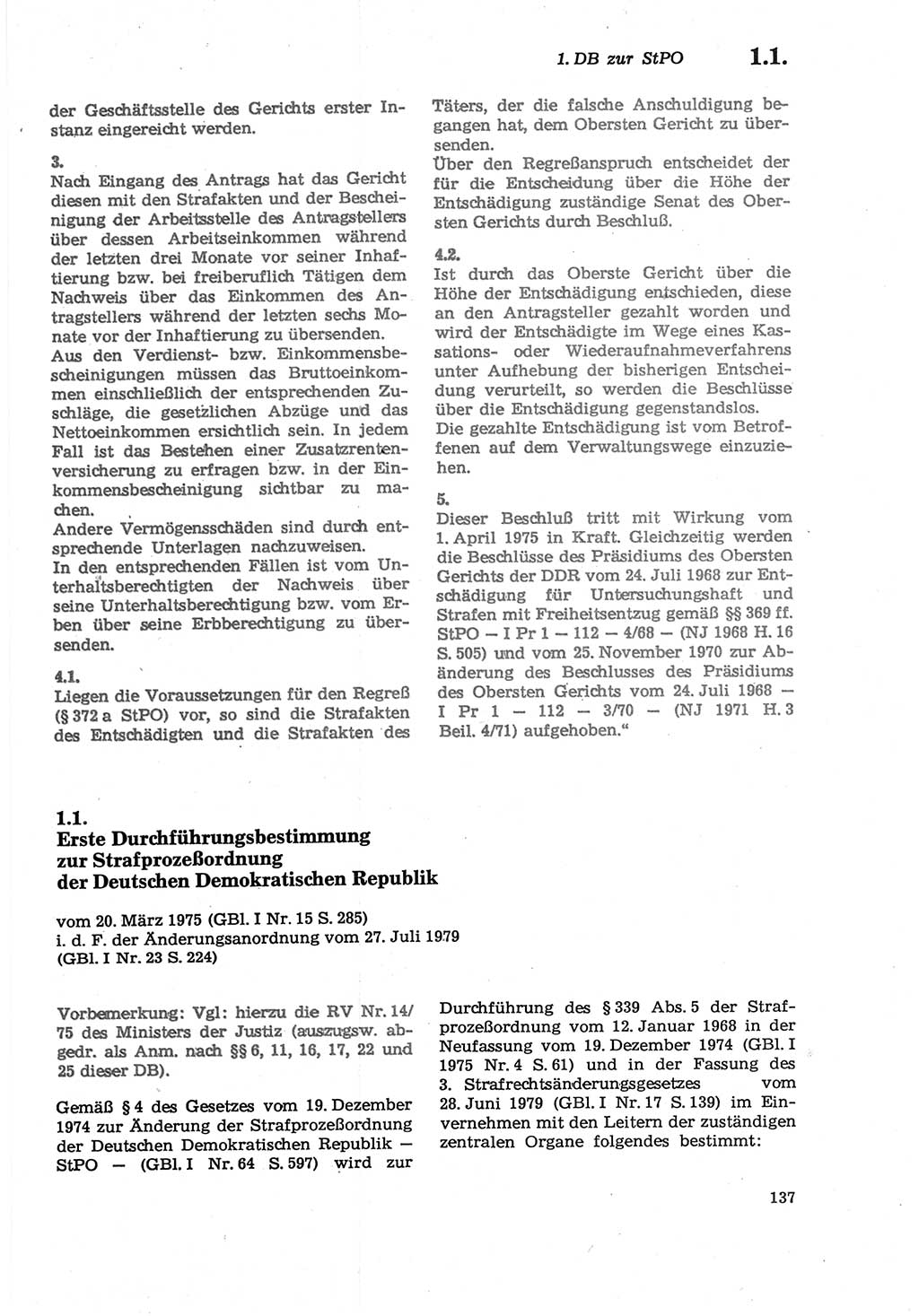 Strafprozeßordnung (StPO) der Deutschen Demokratischen Republik (DDR) sowie angrenzende Gesetze und Bestimmungen 1979, Seite 137 (StPO DDR Ges. Best. 1979, S. 137)