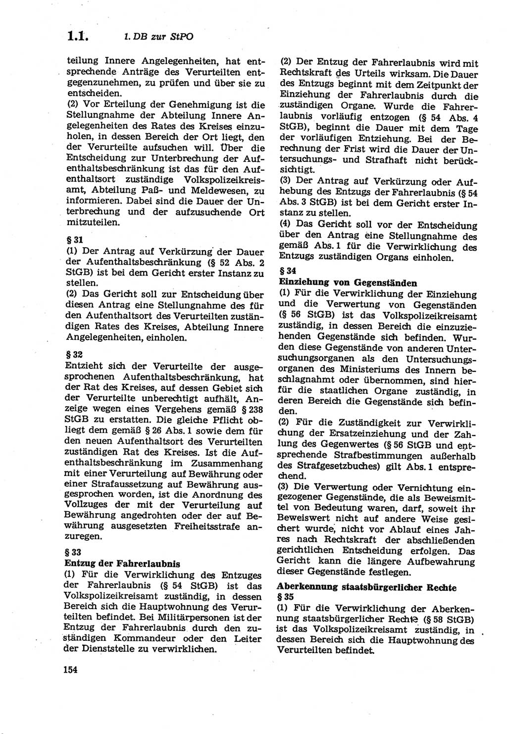 Strafprozeßordnung (StPO) der Deutschen Demokratischen Republik (DDR) sowie angrenzende Gesetze und Bestimmungen 1979, Seite 154 (StPO DDR Ges. Best. 1979, S. 154)