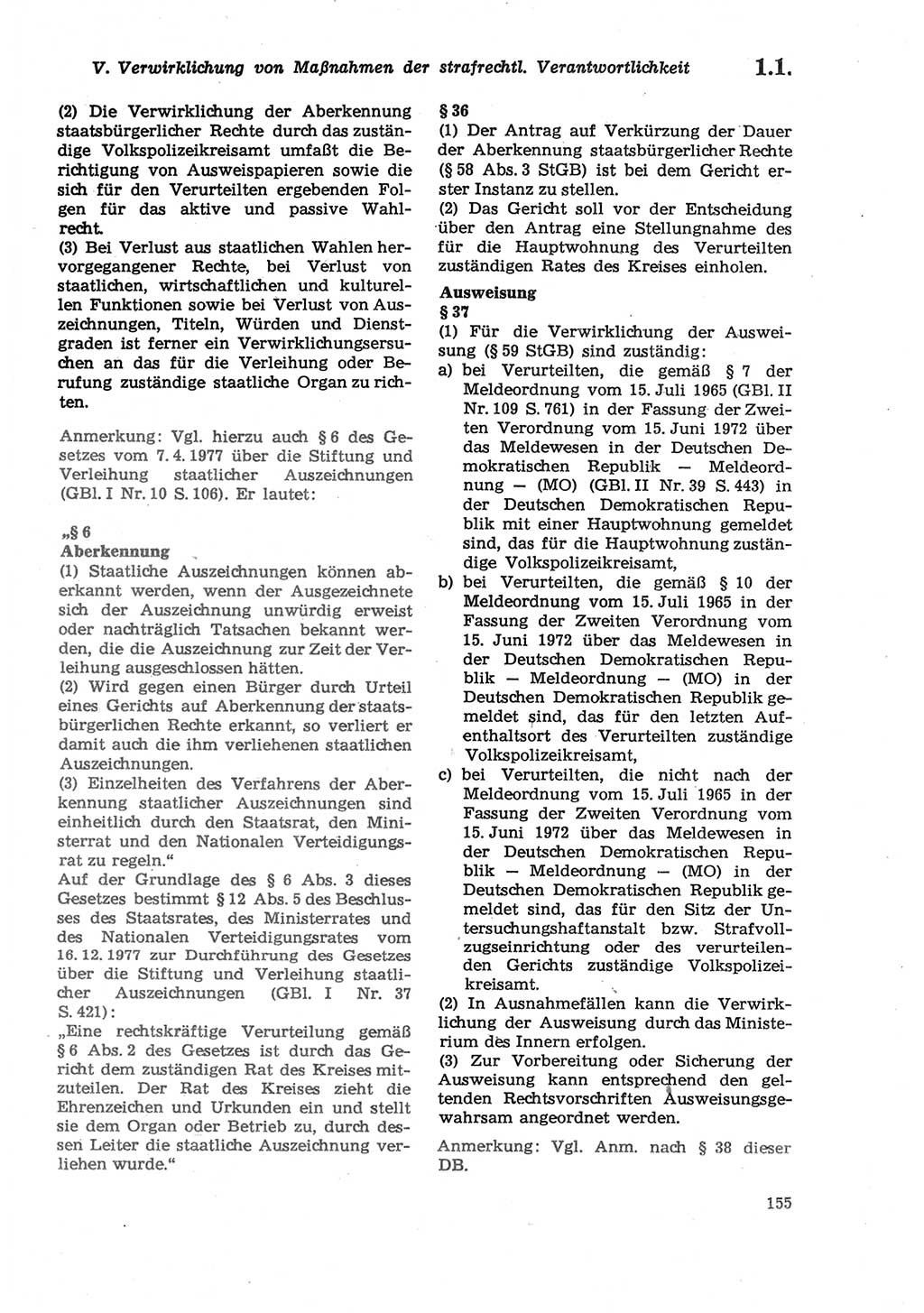 Strafprozeßordnung (StPO) der Deutschen Demokratischen Republik (DDR) sowie angrenzende Gesetze und Bestimmungen 1979, Seite 155 (StPO DDR Ges. Best. 1979, S. 155)
