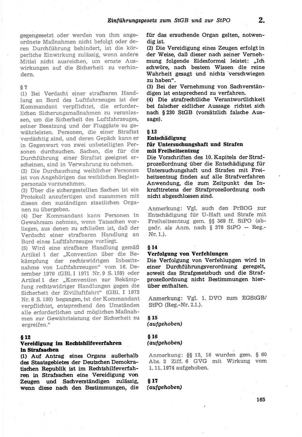 Strafprozeßordnung (StPO) der Deutschen Demokratischen Republik (DDR) sowie angrenzende Gesetze und Bestimmungen 1979, Seite 165 (StPO DDR Ges. Best. 1979, S. 165)