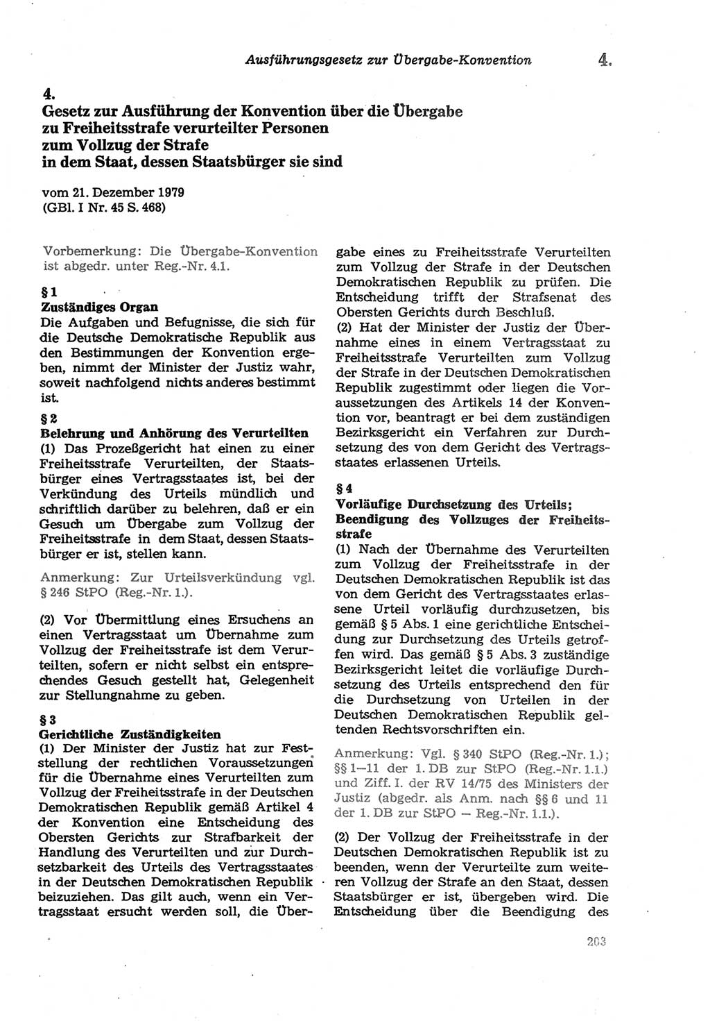Strafprozeßordnung (StPO) der Deutschen Demokratischen Republik (DDR) sowie angrenzende Gesetze und Bestimmungen 1979, Seite 203 (StPO DDR Ges. Best. 1979, S. 203)