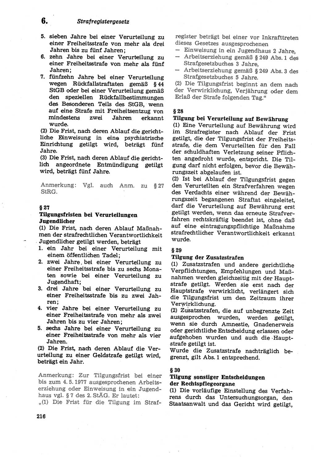 Strafprozeßordnung (StPO) der Deutschen Demokratischen Republik (DDR) sowie angrenzende Gesetze und Bestimmungen 1979, Seite 216 (StPO DDR Ges. Best. 1979, S. 216)