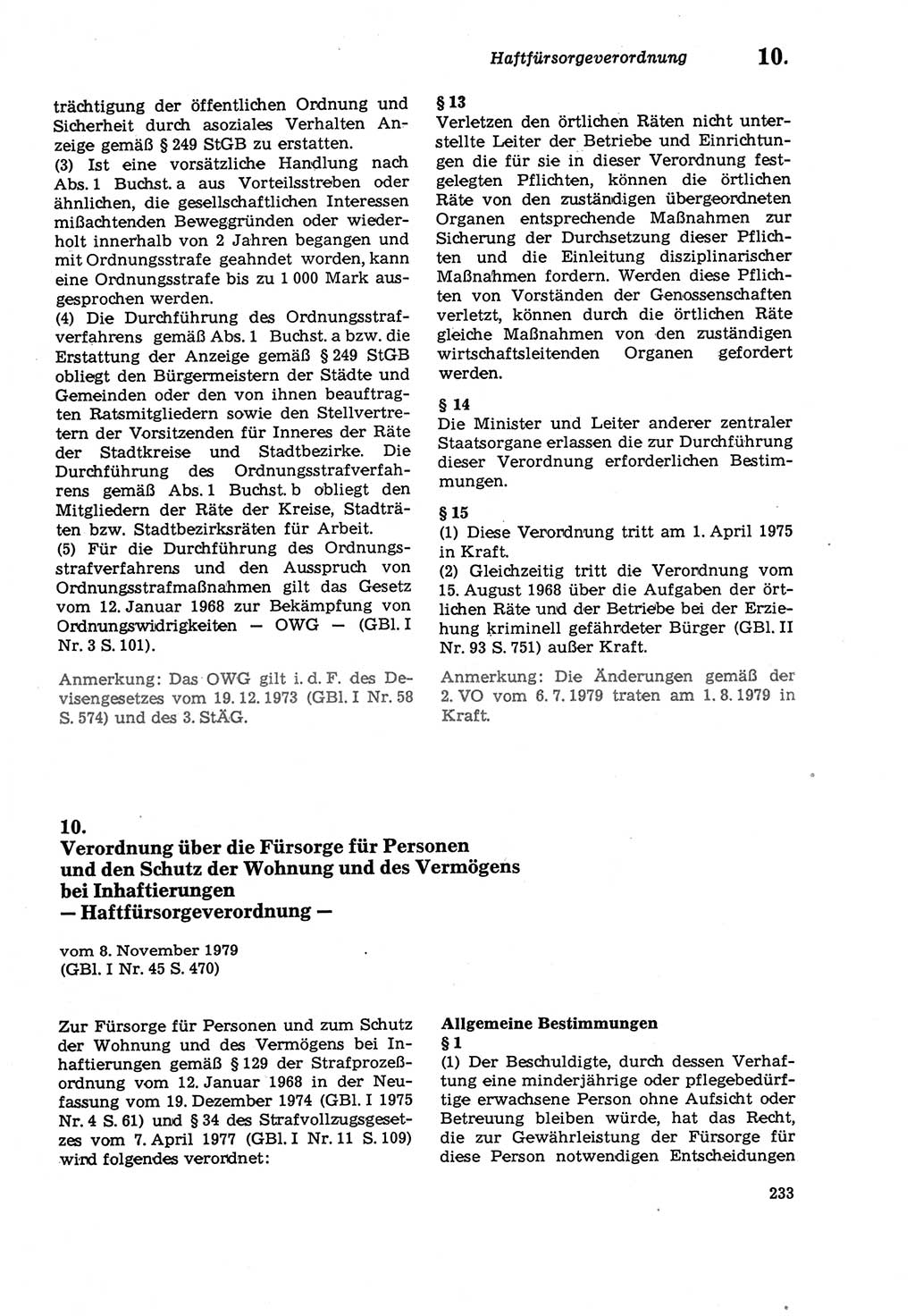 Strafprozeßordnung (StPO) der Deutschen Demokratischen Republik (DDR) sowie angrenzende Gesetze und Bestimmungen 1979, Seite 233 (StPO DDR Ges. Best. 1979, S. 233)