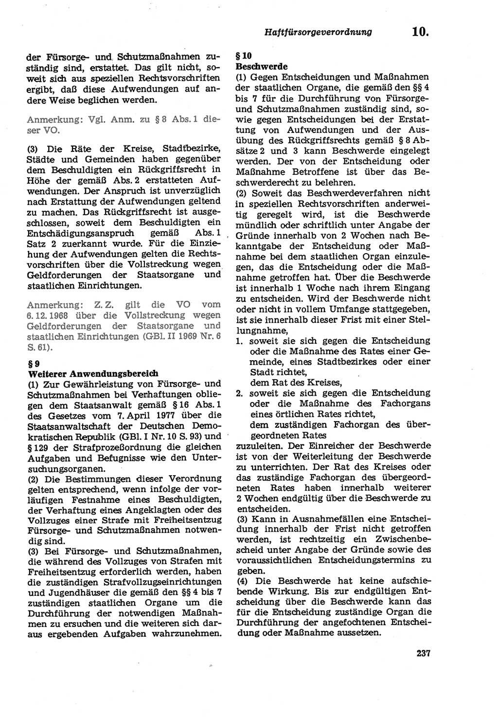Strafprozeßordnung (StPO) der Deutschen Demokratischen Republik (DDR) sowie angrenzende Gesetze und Bestimmungen 1979, Seite 237 (StPO DDR Ges. Best. 1979, S. 237)